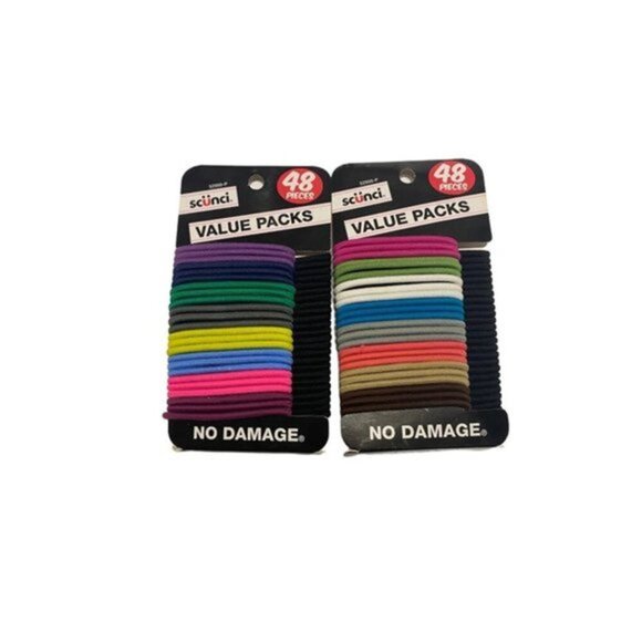 Lot Of 2- Scunci Packs -48 Pcs Each-No Damage Hair Pony Tail Elastics - Picture 1 of 8